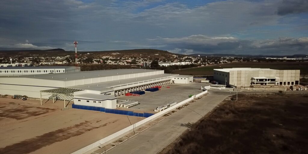 Aerial view of a fully developed Class A industrial park in Querétaro, Mexico, illustrating nearshoring infrastructure